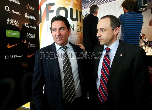 Xavi Pascual i Ettore Messina, abans del duel de divendres entre el Regal Bara i el CSKA.