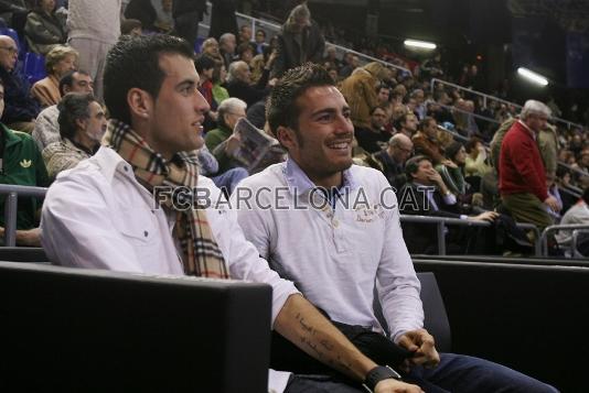 Jugadores del primer equipo de ftbol como Sergio Busquets (en la imagen), Carles Puyol, Bojan Krkic, Gerard Piqu o Rafa Mrquez no se han querido perder el encuentro del Palau.