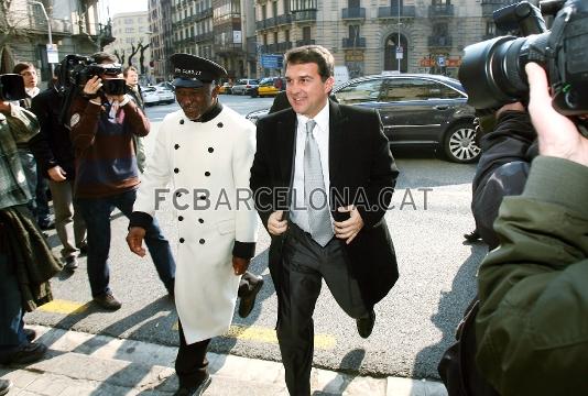 Joan Laporta, a su llegada al hotel donde se celebrara el almuerzo organizado por la Fundaci Pasqual Maragall.