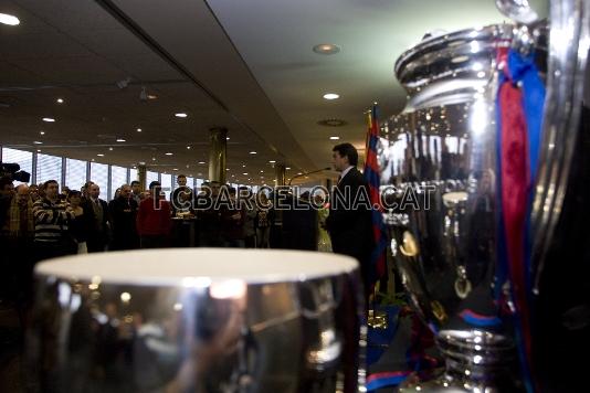 Las seis copas han presidido la comida de Navidad. Foto: lex Caparrs (FCB)