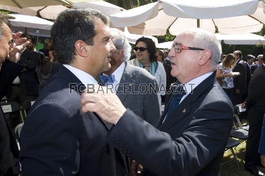 Joan Laporta amb el president de la Federaci Catalana de Futbol, Jordi Casals. Foto: lex Caparrs/Miguel Ruiz-FCB.