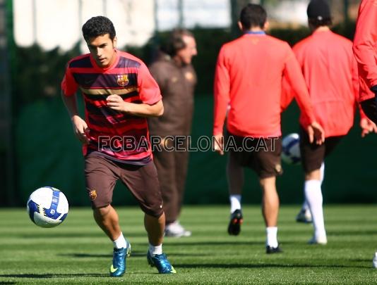 Pedro, en los primeros minutos del entrenamiento.