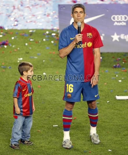 Durante el acto de celebracin de la Liga, Sylvinho dirigi unas emotivas palabras a la aficin.