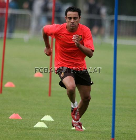 Xavi, en el seu primer entrenament de la pretemporada.