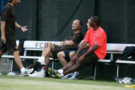 Eto'o, an recuperndose del golpe recibido en Barcelona, no se ha entrenado.