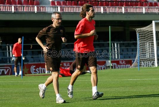 Vctor Snchez s'ha entrenat al marge del grup.