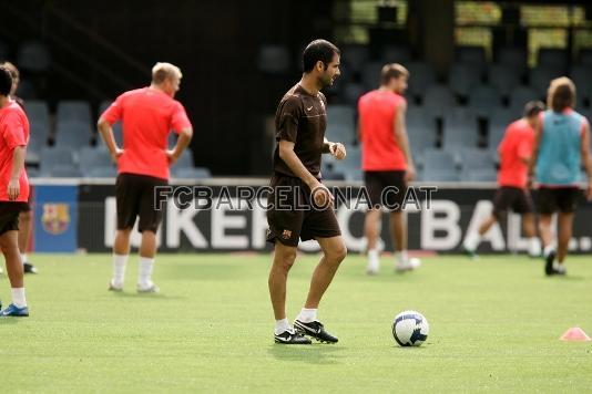 Josep Guardiola ha dirigido la primera sesin de la semana.