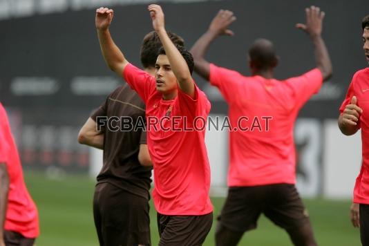 Pedro se ha entrenado con el primer equipo de ftbol.