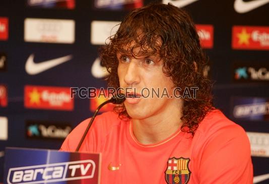 Carles Puyol, en rueda de prensa.