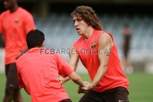 Puyol, durante un ejercicio.