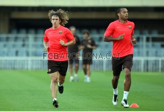 Puyol i Henry s'han exercitat a part.