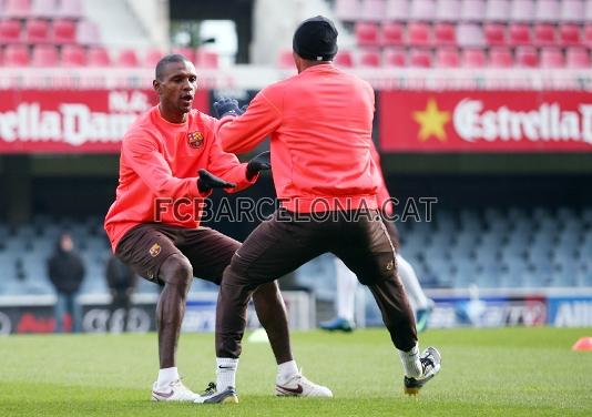 Abidal, que dijous es va entrenar amb l'equip, ho ha seguit fent aquest divendres.