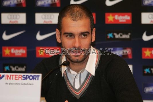 Pep Guardiola ha comparegut en roda de premsa en finalitzar la sessi.