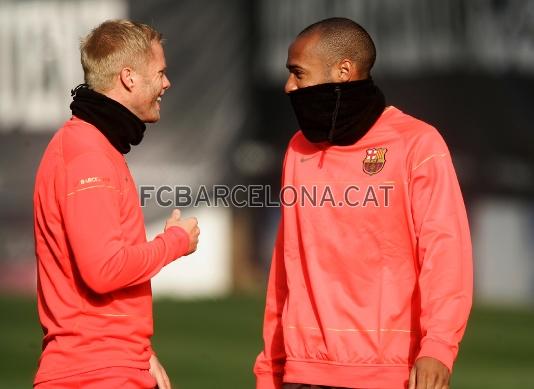 Gudjohnsen i Henry riuen en un moment de la sessi.