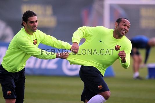 Mrquez i Henry, companys d'exercici. Foto: Miguel Ruiz (FCB).