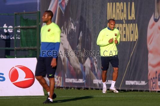 Henry y Keita han coincidido encima el terreno de juego. Foto: Miguel Ruiz - FCB.