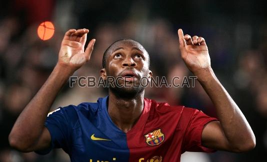 Keita, celebrant un gol. Foto: Arxiu FCB