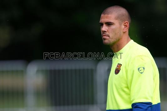 Vctor Valds, concentrat durant l'entrenament