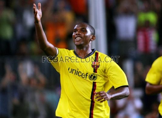 Eto'o, cinc anys marcant amb el Bara.