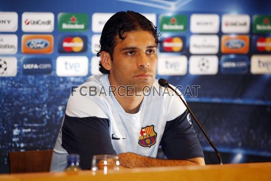 Rafa Mrquez, en la primera rueda de prensa del da.