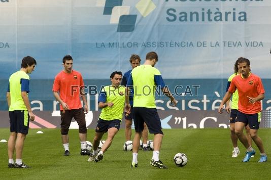 En la sesin han participado tambin tres jvenes de la cantera: Mio, Carles y Riverola. (Foto: lex Caparrs - FCB)