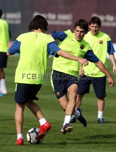 En el entrenamiento han participado todos los convocados de Len y los seis jugadores no convocados. Slo Keita no lo ha hecho. (Foto: Miguel Ruiz - FCB)