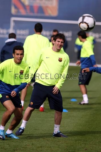 Messi, concentrat en un exercici. (Fotos: Miguel Ruiz, FCB)