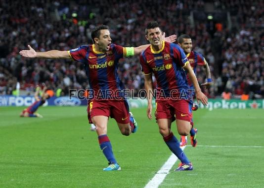 El gol de Villa en Wembley (3-1). Fotos: Miguel Ruiz / lex Caparrs (FCB).