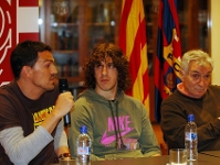 scar, Puyol y Fust, durante la charla. Fotos: David Cuella.