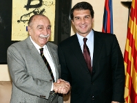 Joan Laporta, con el presidente del Grupo Cobega, Francisco Daurella.