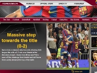 Portada de la pgina web en su versin inglesa, tras el 0-2 en Madrid.