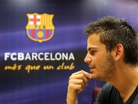 Edu Oriol, este jueves al mediodaa, en la sala de prensa de la Ciutat Esportiva Joan Gamper. Fotos: Miguel Ruiz-FCB