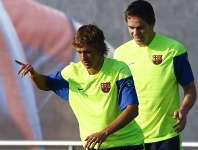 Fonts i Muniesa a la pretemporada del primer equip l'any passat. Foto: Arxiu FCB.