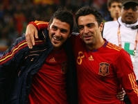 Xavi y Villa son dos de los ocho azulgranas que jugarn la final este domingo. Fotos: www.fifa.com