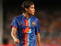 Jonathan dos Santos, en el transcurs del partit corresponent al Trofeu Joan Gamper. Foto: Arxiu FCB