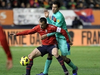 Sergio Busquets, en un momento del partido contra el Osasuna. Fotos: Miguel Ruiz-FCB.