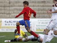 Nando Quesada, el azulgrana autor de dos de los nueve goles que ha marcado la sub-17 en el Minitorneo de clasificacin para el Europeo. Fotos: uefa.com