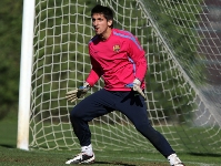 Oier Olazbal durant l'entrenament d'aquest divendres del filial blaugrana. Fotos: Miguel Ruiz-FCB.