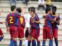 Els jugadors del Cadet A del Bara, protagonistes d'un gran triomf aquest cap de setmana contra la Grama. Fotos: arxiu FCB/Severino Fernndez Sainz.