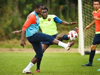 Els jugadors del Cadet B en un entrenament a Manchester. Fotos: manchesterunitedpremiercup.com/arxiu FCB.