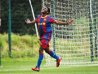 Dongou, l'autor del segon gol de la semifinal contra el Colo Colo. Fotos: manchesterunitedpremiercup.com