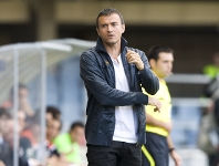 Luis Enrique, en un momento del partido contra el Numancia. Foto: lex Caparrs-FCB.