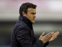 Luis Enrique durante el partido contra la Ponferradina. Fotos: lex Caparrs-FCB.