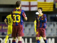 Mart Riverola, que va debutar amb el Bara B a Segona en el partit d'aquest dissabte contra el Vila-real B al Miniestadi. Fotos: lex Caparrs-FCB.