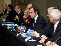 Sandro Rosell a la Sala Pars en la seva intervenci en la reuni del CCP. Foto: lex Caparrs-FCB