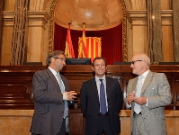 Benach ensea el Parlament a Rosell y Vilarrub. Fotos: German Parga - FCB.