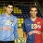 Els jugadors de l'handbol base Adr Figueras i Rodrigo Sanmiguel, amb les samarretes del FC Barcelona Borges.