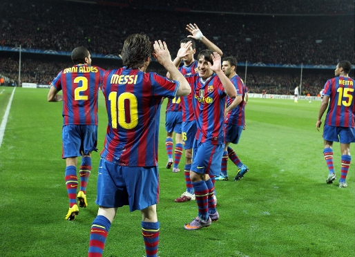 L'equip celebrant el passi a la semifinal desprs d'eliminar l'rsenal la temporada 09-10. Fotos: Miguel Ruiz - FCB