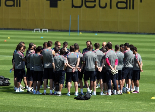 Xerrada abans de l'inici de la sessi. Fotos: Miguel Ruiz-FCB