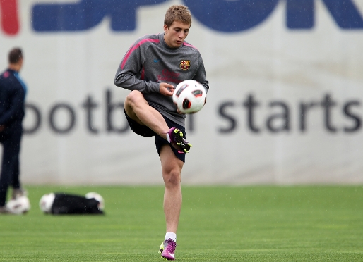 Gerard Deulofeu, en l'entrenament d'aquest divendres. Foto: Miguel Ruiz (FCB).